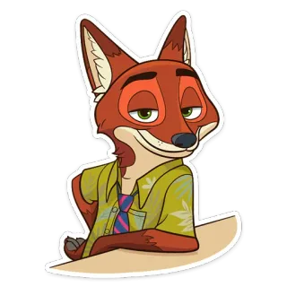 🥴 Nick Wilde Zootopia キツネ, アニメ, ズートピア, ニック・ワイルド, 動物, キャラクター telegram sticker