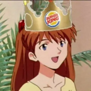🌟 Asuka Langley Soryu Neon Genesis Evangelion Anime, Charakter, Krone, Burger King, Essen telegram sticker