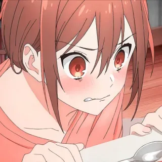 🍥 anime, garota, Horimiya, preocupada, fofa telegram sticker
