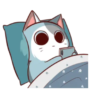 🛏 cat, animal, sleep, bed, phone, cartoon telegram sticker