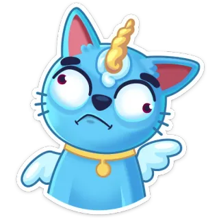 😕 猫, ユニコーン, ファンタジー, 動物, ステッカー, かわいい, 漫画 telegram sticker