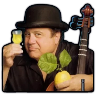 😏 man, hat, lemon, drink, instrument, portrait whatsapp sticker