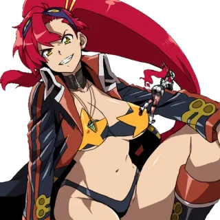 😈 Yoko Littner Gurren Lagann anime, fanart, bikini, red hair, sexy telegram sticker