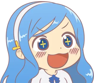 ☺️ Anime, Dibujos animados, Mono, Pelo azul, Feliz telegram sticker