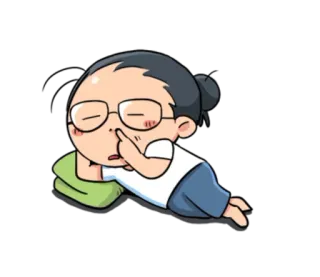 😌 卡通, 困, 累, 放松, 角色 telegram sticker