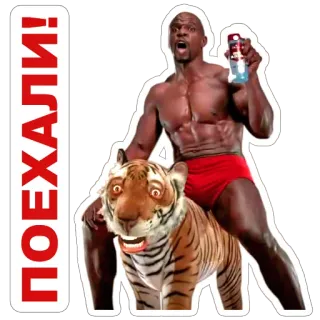 👈 Terry Crews ПОЕХАЛИ! 面白い, 虎, 筋肉質, 俳優, オールドスパイス, 感嘆 telegram sticker