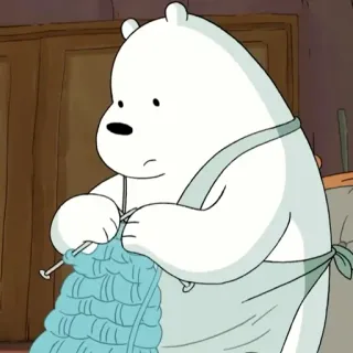 📿 Ice Bear We Bare Bears Мультфильм, Белый медведь, Вязание, Фартук, Милый, Животное, Мы обычные медведи, Ice Bear whatsapp sticker