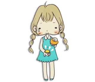 ☹ Mädchen, weinen, traurig, emotional, Cartoon, Figur whatsapp sticker