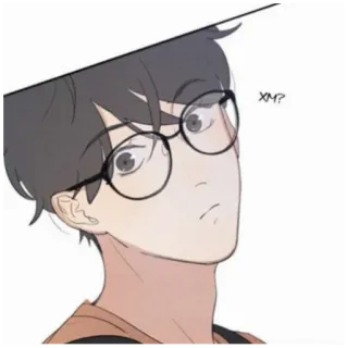 😳 XM? Anime, Chłopak, Okulary, Kreskówka, Rysunek telegram sticker
