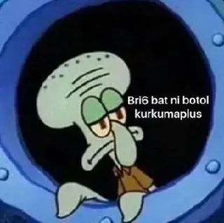 🤡 Squidward Tentacles SpongeBob SquarePants Bri6 bat ni botol kurkumaplus сквидвард, спанч боб, мем, мультфильм telegram sticker