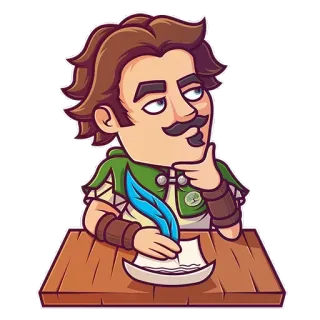 🤔 homem, escrevendo, pensando, pena, pena de pena, desenho animado, ilustração telegram sticker