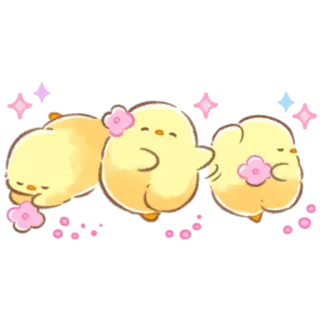 💃 цыплята, милые, животные, цветок telegram sticker