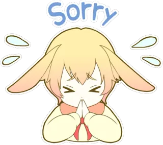😣 Sorry 对不起, 道歉, 可爱, 动漫, 眼泪, 卡哇伊 whatsapp sticker