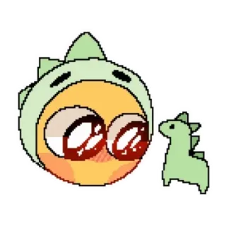 🥺 emoji, dinosaur, cute, kawaii, pixel art telegram sticker