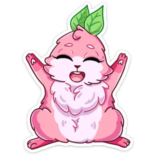 🎉 mignon, animal, kawaii, rose, joyeux, dessin animé telegram sticker