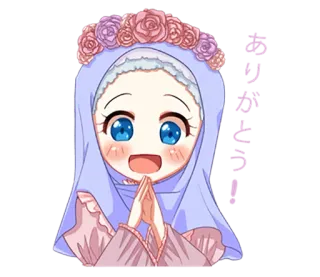 😍 Dibujos animados, Chica, Hiyab, Anime, Kawaii, Lindo whatsapp sticker