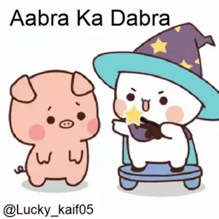 ✨ Aabra Ka Dabra magie, cochon, magicien, mignon, dessin animé telegram sticker