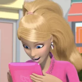 😃 Barbie Barbie, Cartoon, Blond, Pink, Mädchen, Spielzeug whatsapp sticker