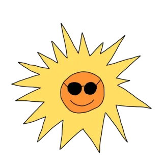 ☀️ sol, óculos de sol, verão, calor, desenho animado, amarelo whatsapp sticker