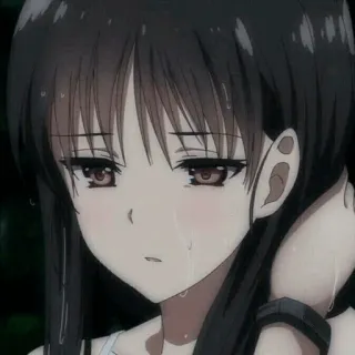 😔 Anime, Mädchen, weinend, traurig, Manga, nass, Haare telegram sticker