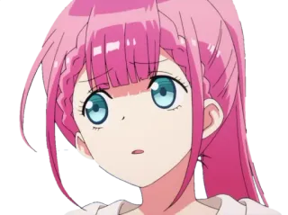 🙂 anime, cô gái, tóc hồng, hoạt hình, nhân vật, dễ thương, manga telegram sticker