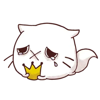 😿 cat, sad, crying, crown, cartoon, cute whatsapp sticker