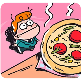 🍜 pizza, desenho animado, comida, ilustração, personagem, fofo telegram sticker