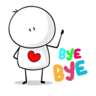 ✋ BYE BYE pa, do widzenia, serce, machanie, kreskówka telegram sticker