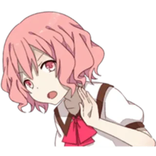 🙁 Fille anime, Cheveux roses, Dessin animé, Sticker, Manga whatsapp sticker