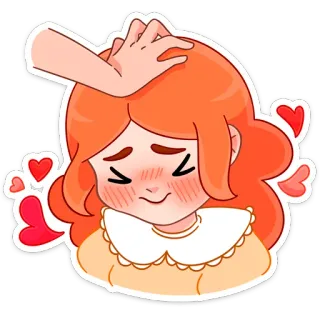 ☺️ 애정, 귀여운, 만화, 소녀, 하트, 머리카락, 사랑 telegram sticker