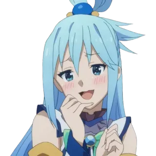 😅 Aqua Konosuba Anime, Dibujos animados, Personaje, Pelo azul, Aqua, Konosuba telegram sticker