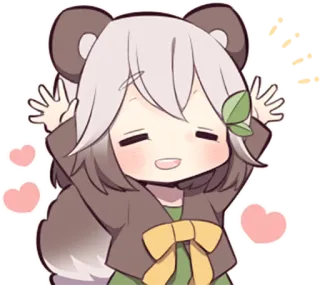 🙌 cute, anime, kawaii, cartoon, bear, illustration, sticker telegram sticker