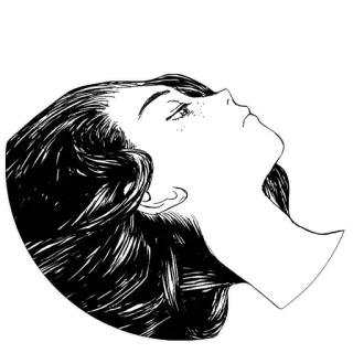 🌑 женщина, волосы, иллюстрация, искусство, портрет, лицо telegram sticker