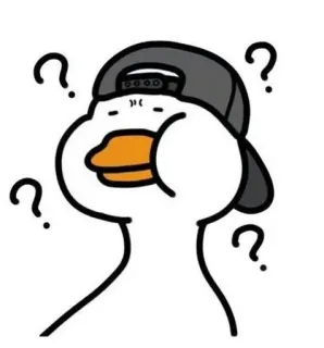 🌟 duck, cartoon, question marks, confused, hat, animal, sticker telegram sticker
