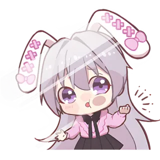 👊 Konijn, Anime, Chibi, Schattig, Konijn, Kawaii telegram sticker