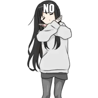 🤔 NO Anime, Fille, Non, Déni whatsapp sticker