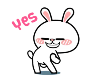 ✊ Yes conejo, lindo, animal, sí whatsapp sticker