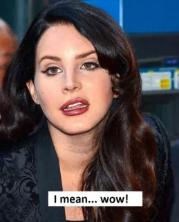 😮 Lana Del Rey I mean... wow! lana del rey, cantora, celebridade, mulher, uau, bonita, morena telegram sticker