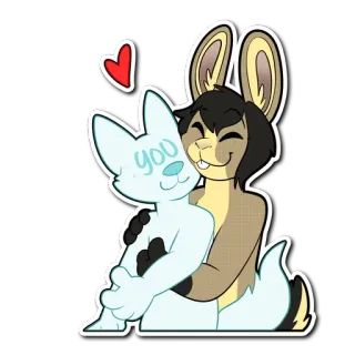 💛 you lapin, amour, câlin, affection, dessin animé, coeur telegram sticker