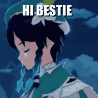😏 Venti Genshin Impact HI BESTIE Anime, Gra wideo, Przyjaciel, Cześć, Przyjaciółka telegram sticker