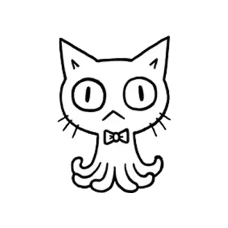 🐙 Katze, Oktopus, Hybrid, Cartoon, Lustig, Niedlich, Schleife, Tier telegram sticker