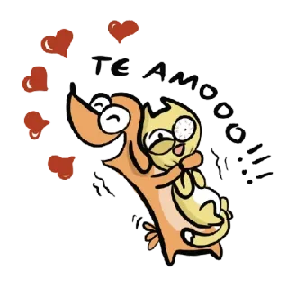 ❤️ TE AMO amor, afeição, desenho animado, gato, cachorro whatsapp sticker