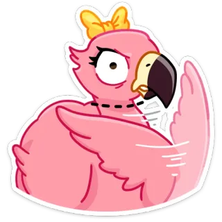 🦩 フラミンゴ, 鳥, 漫画, 動物, ピンク, ステッカー telegram sticker