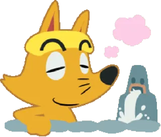 😌 fox, bath, cartoon, animal, relaxing, cute whatsapp sticker