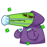 😷 enfermo, mascarilla, dibujos animados, virus, malo telegram sticker