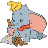 🥜 Dumbo éléphant, dessin animé, Disney, Dumbo, animal, mignon telegram sticker