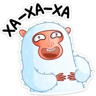 😂 ХА-ХА-ХА Yeti, Monster salju, Kartun, Tawa, Lucu, Komik, Humor telegram sticker