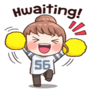 🎉 Hwaiting! チアリーダー, かわいい, 応援, 励まし, ポンポン, 漫画 whatsapp sticker