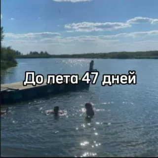 ☀️ До лета 47 дней verano, lago, agua, recreación, natación telegram sticker