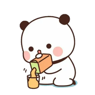🐼 Panda, Kawaii, Mignon, Dessin animé, Boire, Jus whatsapp sticker